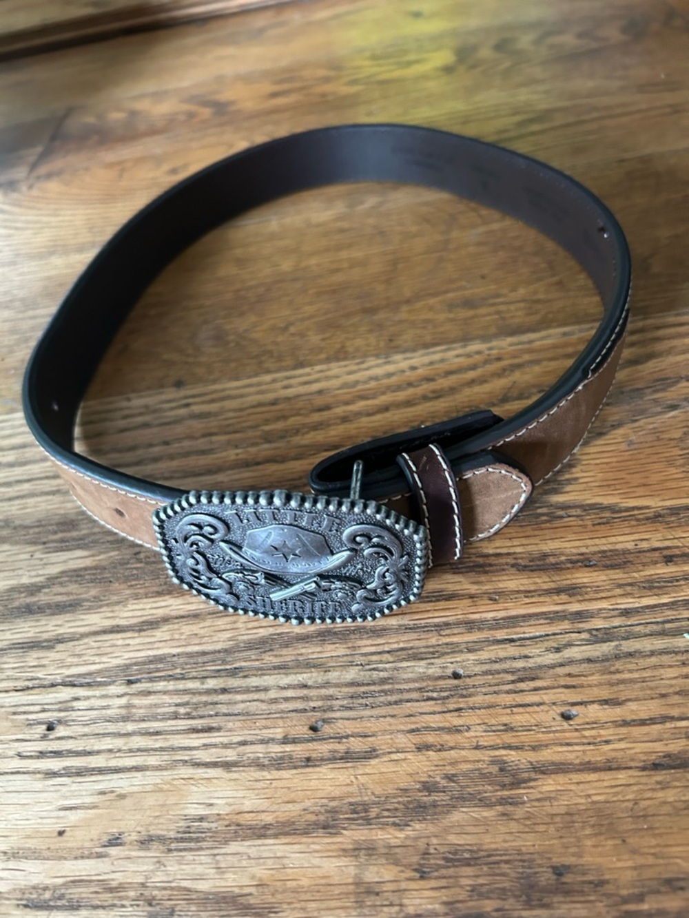 Cody James Western Leather Belt Embroidery Southwest With Little Sheriff Buckle